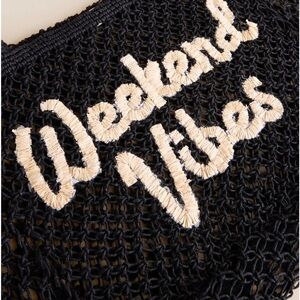 Buckle Black Crochet Tote